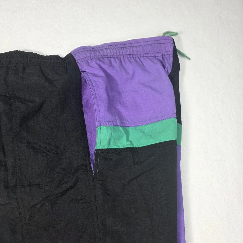 Vintage 1980's Mens Hang Ten Purple‎ Green Black Colorblock Trunks Size L
